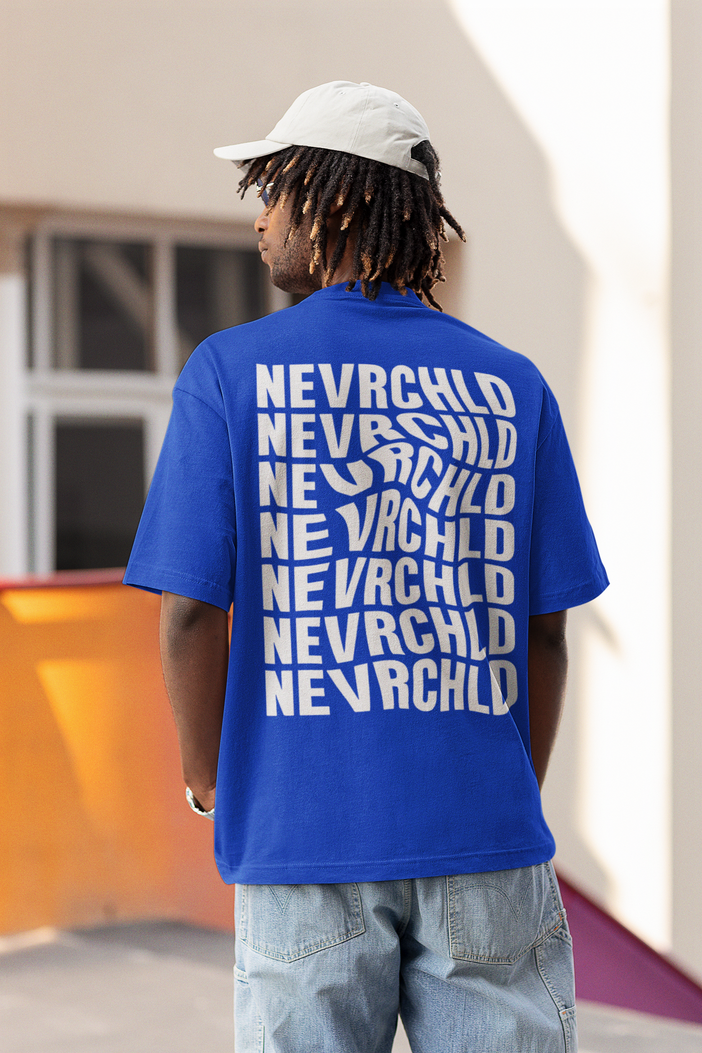 NEVRCHLD Oversized Graphic Tee – Stacked Logo Streetwear for Gen Z