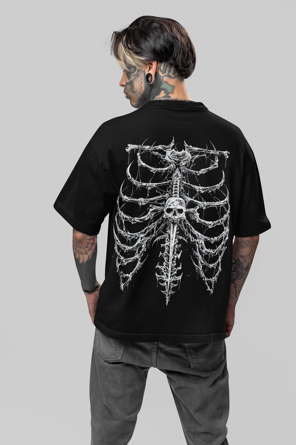 NEVRCHLD Oversized Skeleton Ribcage T-Shirt