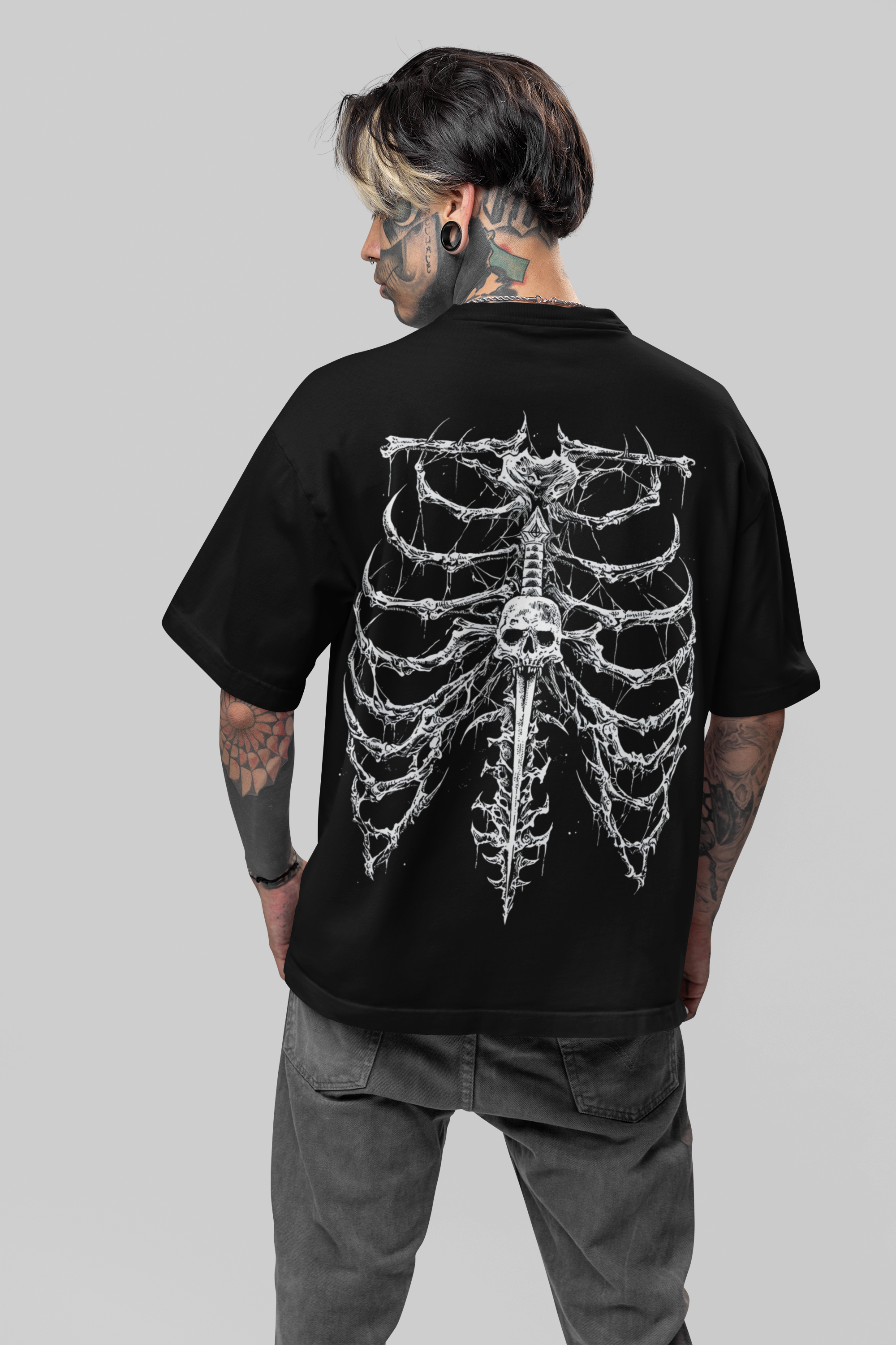 NEVRCHLD Oversized Skeleton Ribcage T-Shirt
